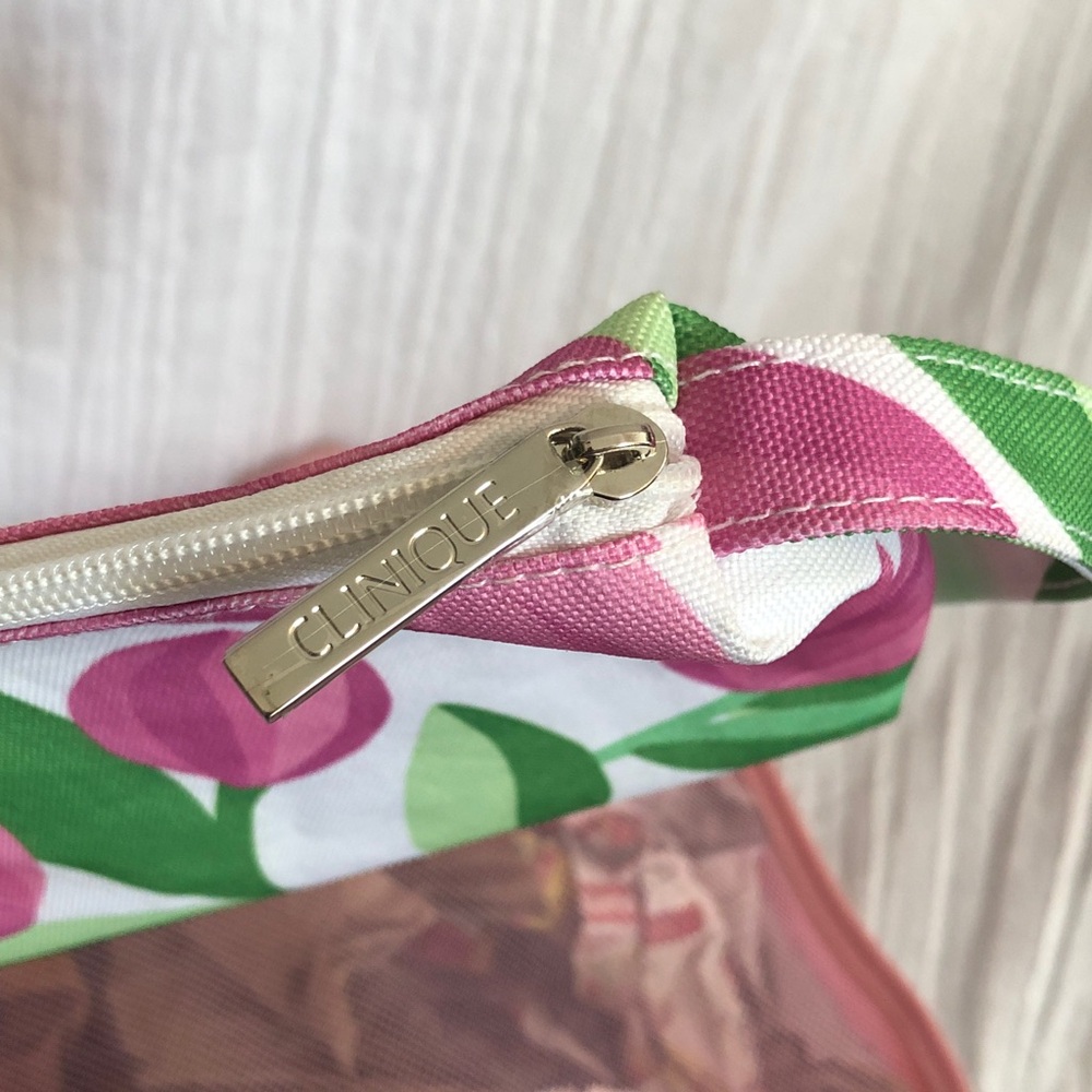 PERIEA set of 2 pink ditty bags laundry travel bags & CLINIQUE cosmetic bag NWOT - Picture 10 of 14
